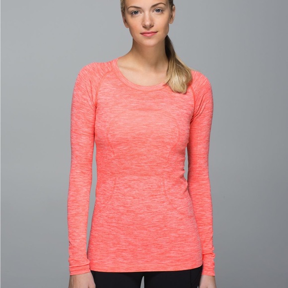 Lululemon Run: Swiftly Tech Long Sleeve Crew Space Dye Heathered Atomic Red | 4 - Picture 1 of 12